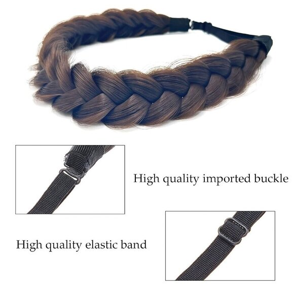 Synthetic Hair Braided Headband Fluffy Wide Strands Wedding Beauty Accessory